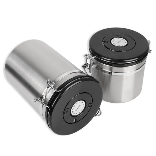 Stainless Steel Airtight Coffee Container Storage Canister Set Coffee jar  Canister With Scoop For Coffee Beans Tea 1.5L/1.8L