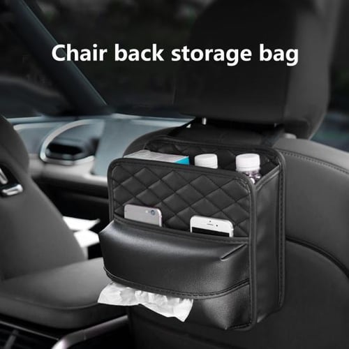 Cheap Car Seat Back Storage Bag Headrest Mount Faux Leather Quick Release  Buckle Tissue Holder Multipurpose Auto Backseat Organizer Car Interior  Accessories