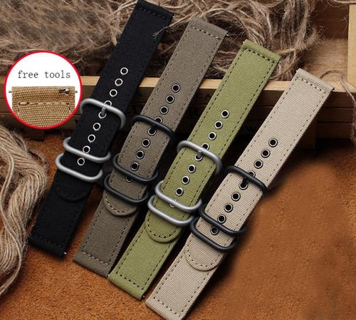 Watchband waterproof canvas men s and women s watch belt 18 24 mm