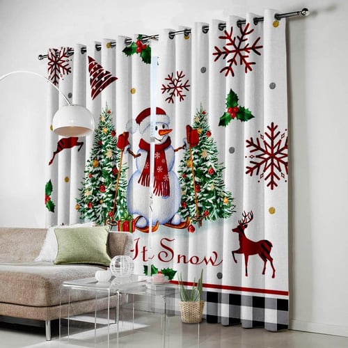 Happy New Year Series Shower Curtain Cartoon Cute Santa Claus