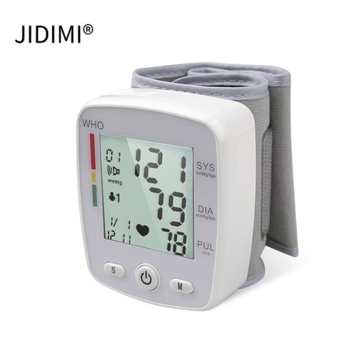 LCD Digital Wrist Blood Pressure Monitor BP Cuff Heart Rate Machine  Rechargeable