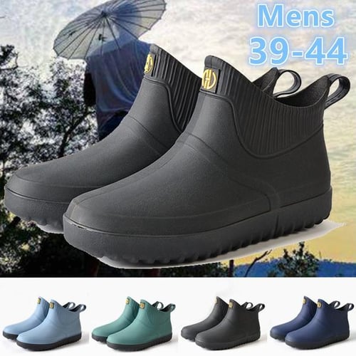 Mens Non Slip Rubber Waterproof Rain Boots Mens Fashionable Ankle