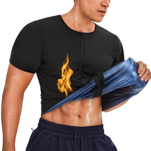 Sweat Sauna Suits for Men Polymer Zipper Sauna Shirt Short Sleeve