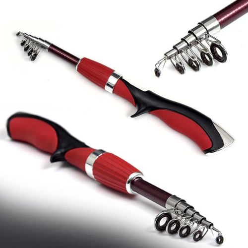 Cheap MUQZI Sports Accessory 1.6m Pen Shape Telescopic Mini Fishing Pole Rod  with Metal Spinning Reel Wheel
