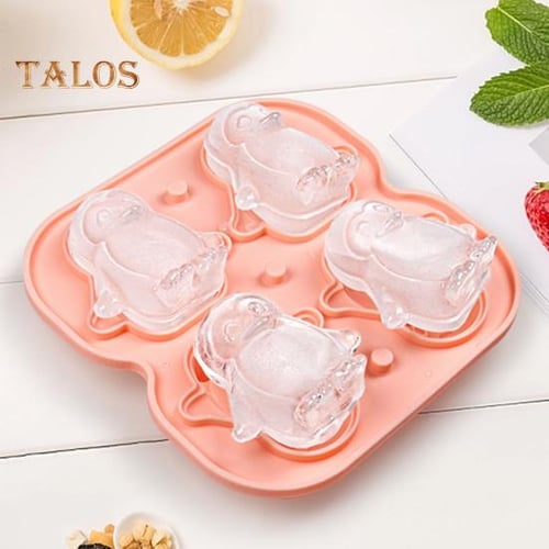 1pc Cute Penguin Shaped Silicone Ice Cube Tray With 4 Cavities, Reusable  Bpa-free Freezer Mold For Home Use