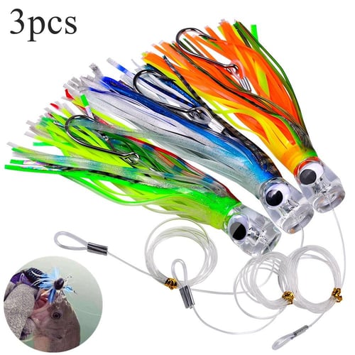 3pcs Saltwater Squid Skirt 17 cm / 6.7 inch Trolling Lure for Tuna