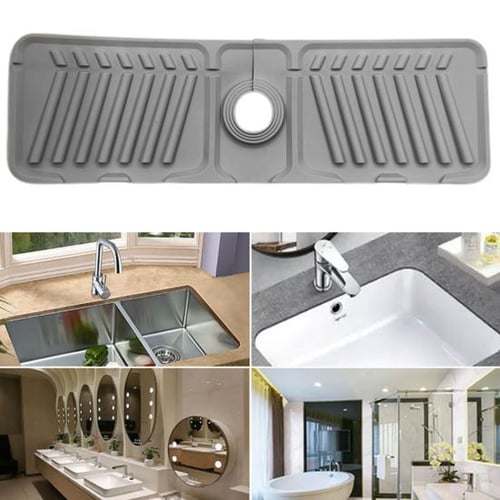 Faucet Drain Pad High Toughness Waterproof Silicone Faucet Splash-proof Mat  Drip Absorbent Pad Kitchen Supplies -Black