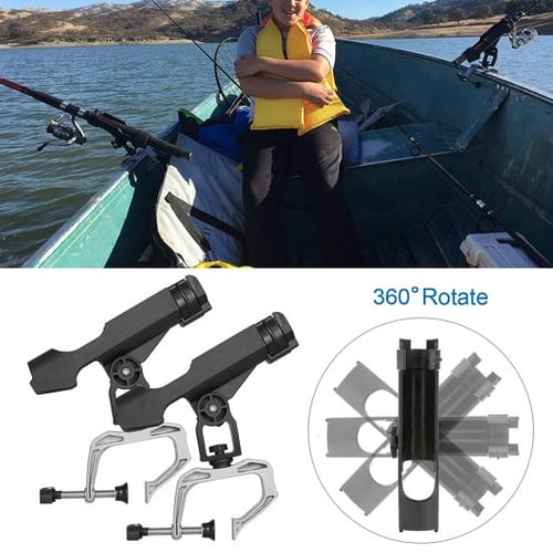 Boat Fishing Rod Holder with Large Opening Clamp 360 Degree Adjustable  Aluminum Alloy Fishing Pole Stand for Marine Boats
