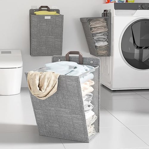 1 Set Dirty Clothes Basket Foldable Laundry Hamper Large Capacity