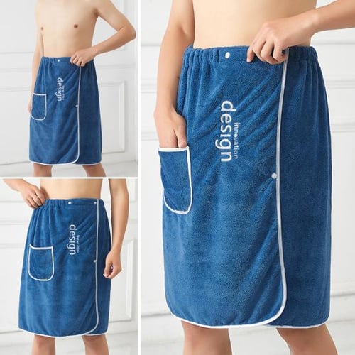 Men Bath Towel Absorbent Quick Dry Bath Wrap Towel with Secure