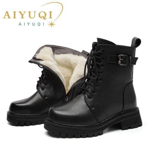 women's genuine leather combat boots