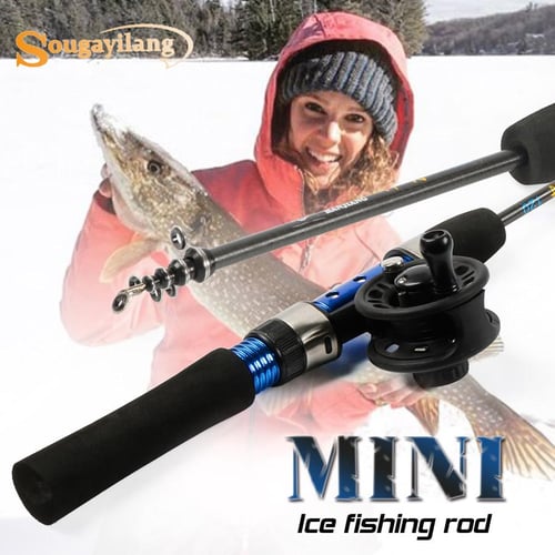 Ice Fishing Rod Ultra Light Portable EVA Handle Telescopic Ice