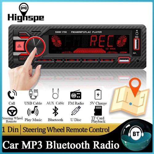 Car Stereo Radio 1 DIN Bluetooth, 6 Outputs | FM Radio, WMA MP3 Player |  USB, SD, AUX, APP Control
