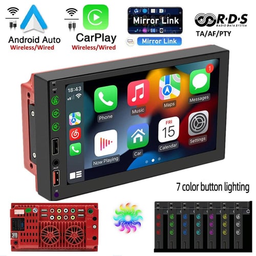 2 Din Car Radio Wireless Wired CarPlay Android-Auto Bluetooth Mirror Link MP5  Player Aux USB Stereo Multimedia System Head Unit FS06W - buy 2 Din Car  Radio Wireless Wired CarPlay Android-Auto Bluetooth