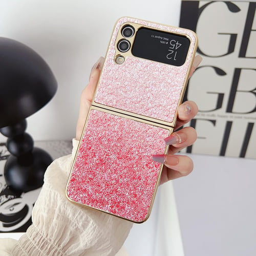 For Samsung Galaxy Z Flip 5 Clear Case With Hinge Protection,  Electroplating Glitter Case For Z Flip 5, Shockproof Protective Cover