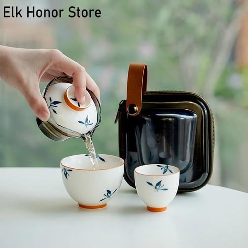 Pure Hand-painted Butterfly Orchid Travel Tea Set Creative Outdoor