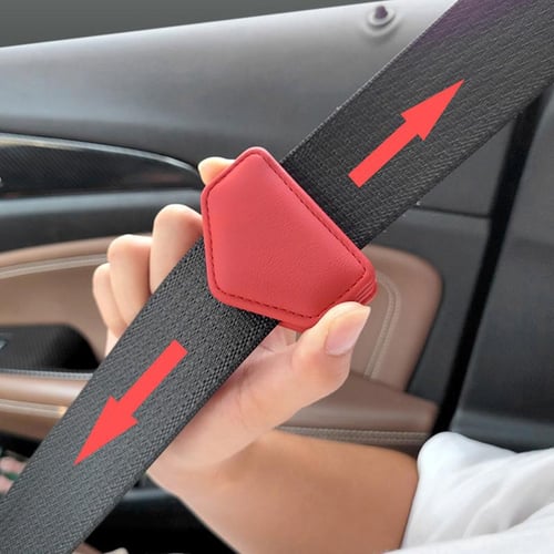 Car Seat Belt Adjuster, 4 Pack Pu Leather Seatbelt Cover Clips