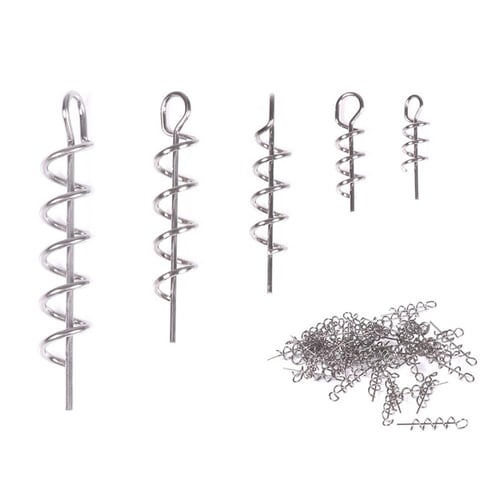 500 pcs Fishing Worm Hook with Spring Twist Lock For Soft Worm