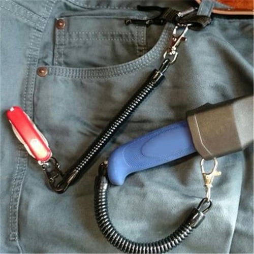 1Pc Anti-Theft Metal Easy-To-Pull Buckle Rope Elastic Keychain