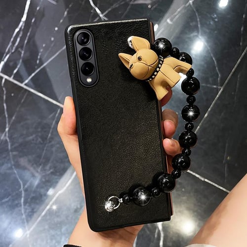 Cute Cartoon Case Compatible With Samsung Galaxy Z Flip 5 With Strap, Pu  Leather Cover With Metal Bear And Love Wristband
