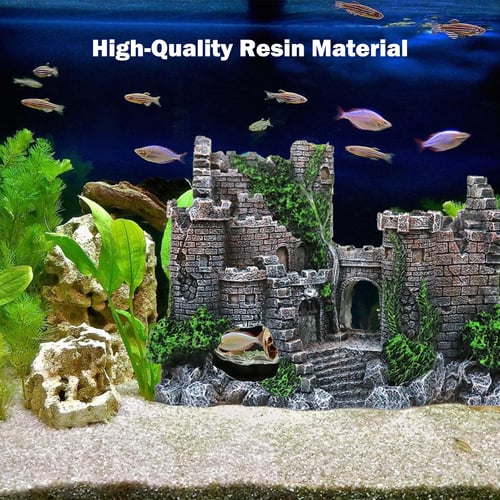Aquarium Ornament Castle Shape Decorating Mini Resin Cartoon Castle  Aquariums Decorations Castle for Fish Tank