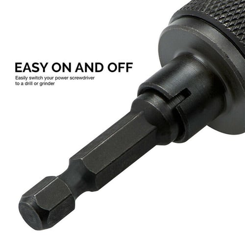 1/4in Keyless Drill Bit Chuck Hex Shank Adapter Converter Quick