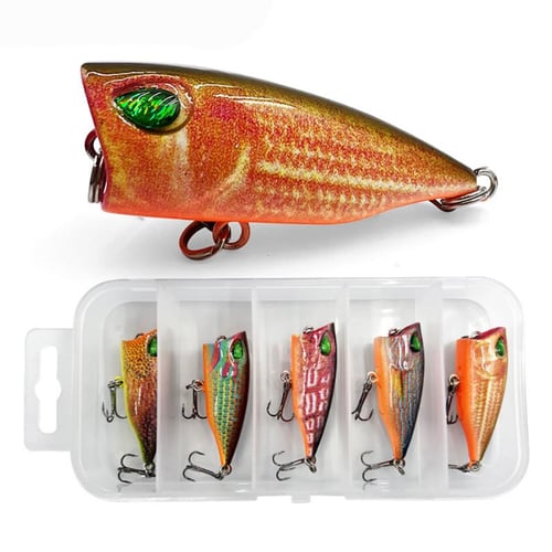 5 Pcs / Set Topwater Popper Fishing Lures With Hooks Artificial Hard Baits  Floating Lures Popper - buy 5 Pcs / Set Topwater Popper Fishing Lures With  Hooks Artificial Hard Baits Floating