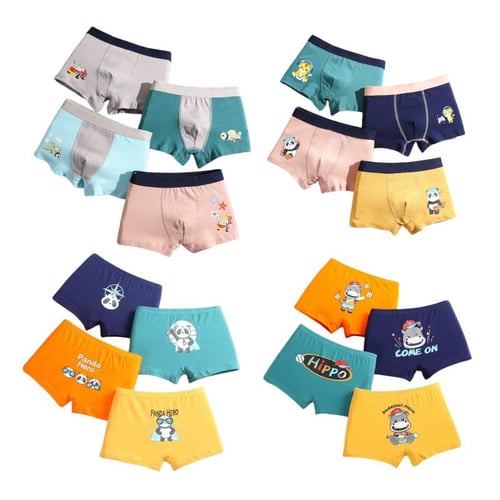 4pcs/Pack Boys Underwear Kids Milk Silk Boxer Cute Cartoon Training  Boyshorts for Toddler Size 3-12 Years