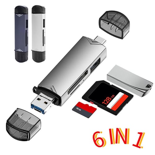 6 In 1 Card Reader Multifunction USB 3.0 Type C/ Micro USB/ Tf SD Memory  Card Readers USB Flash Smart OTG Adapter for Phone Laptop Camera Macbook -  buy 6 In 1