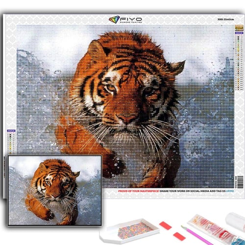 5D Diy Diamond Painting Animals Tiger Cross Stitch Set Full