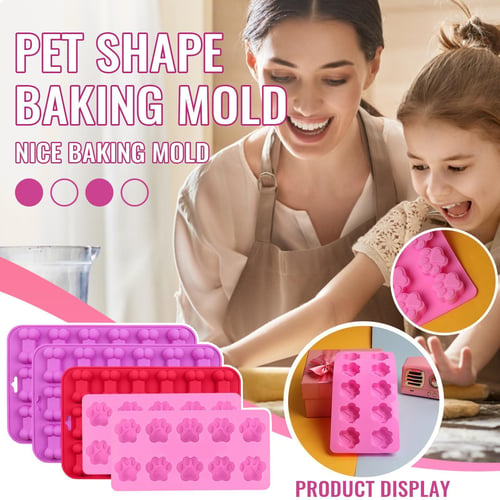 2pcs Food Grade Puppy Pets Dog Paws Bones Silicone Baking Molds Cake Mold  Biscui 