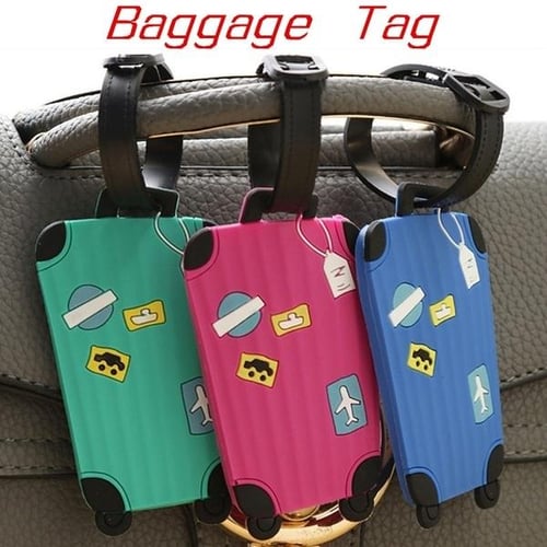 Women Men PU Leather Luggage Tag Suitcase Identifier Label Baggage Boarding  Bag Tag Name ID Address Holder Travel Accessorie Portable Label Bag