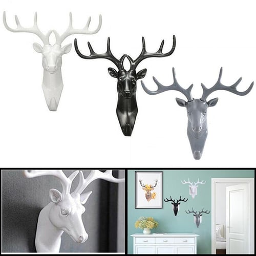 Animal Deer Stags Head Hook Wall Hanger Clothes Rack Key Holder