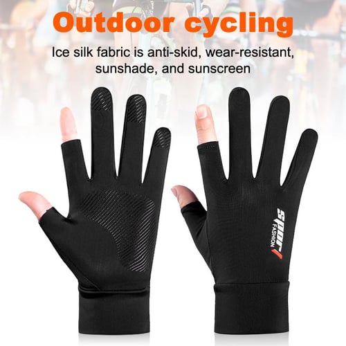 Outdoors Camping Men Sun Protection Gloves Ice Silk Summer Thin