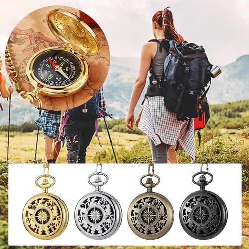 Waterproof Vintage Engrave Pocket Watch Style Flip Compass