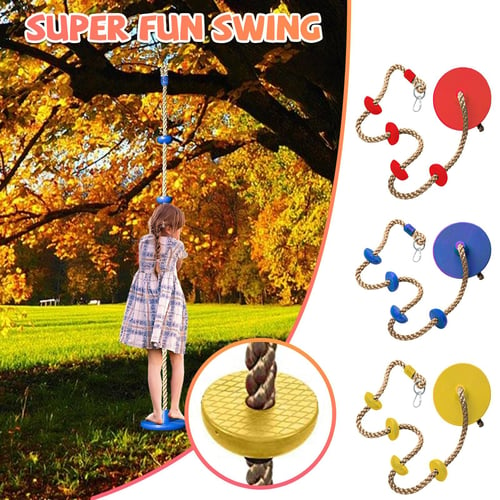 Great home)12'' Climbing Rope With Platform & Disc Tree Swing Seat