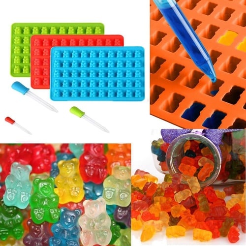 Silicone Gummy Bear Chocolate Jelly Mold With Dropper Candy Maker Ice Tray  Mould
