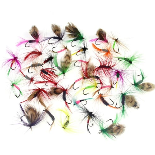 36PCS Dry Fly Wet Fly Nymph Worm Blue Gill Trout Fly Fishing Flies