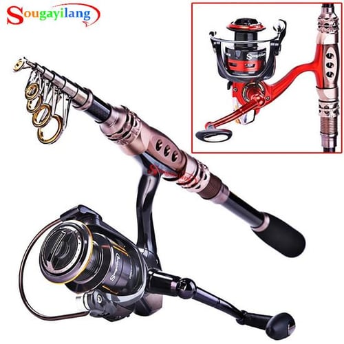 Sougayilang Fishing Set Kit 1.8m-3.3m Portable Telescopic Fishing Rod And 11BB 5.2:1 Gear Ratio Spinning Fishing Reel Left Right Hand Interchangeable