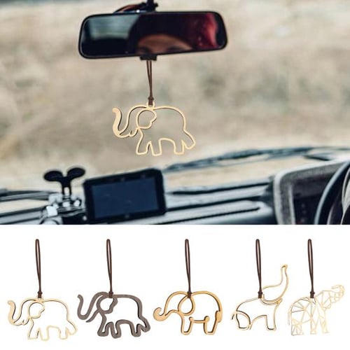 Wooden Elephant Pendant Creative Hollow Out Design Car Tree