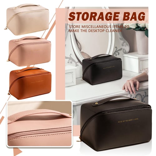 Pu Square Embossed Large Capacity Multifunctional Cosmetic Bag