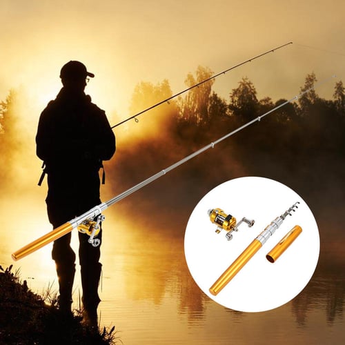 1M / 1.4M Pocket Collapsible Fishing Rod Reel Combo Mini Pen Fishing Pole  Kit Telescopic Fishing Rod Spinning Reel Combo Kit 