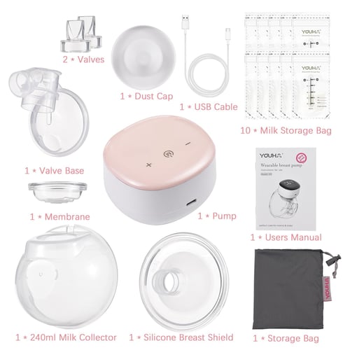 YOUHA Wearable Breast Pump Hands Free Electric Single Portable Wearable  Breast Cup 8oz/240ml BPA-free 3 Modes 9 Suction Levels Rechargeable Comfort  Breastfeeding Milk Collector 