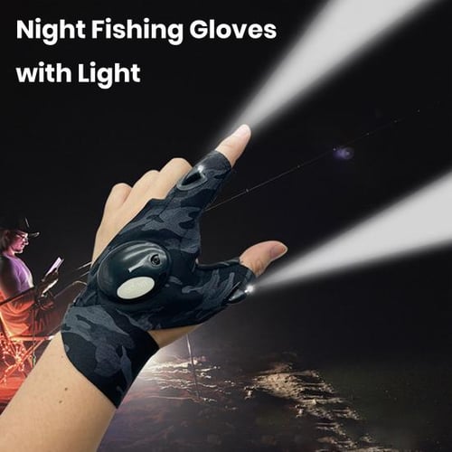 1Pc Night Fishing Glowing Glove Rechargeable Flashlight Half