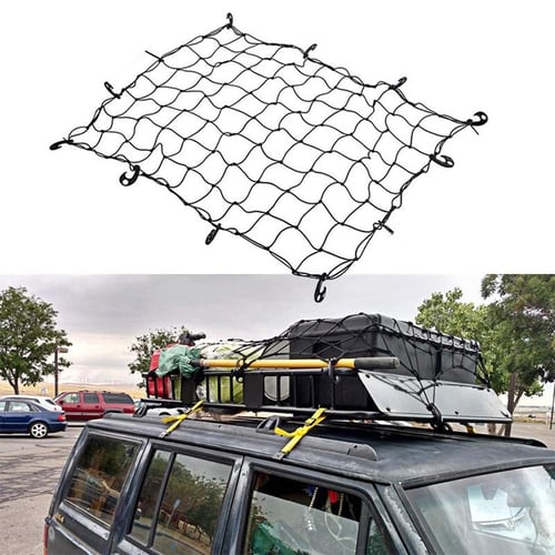 Car Organizer Roof Truck Luggage Nets Storage Bag with 12 PCS ABS Hooks for Cars SUV RV Pickup