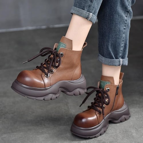 Vintage genuine leather sale lace up boots