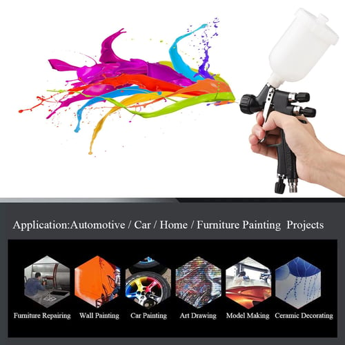 Mini Air Paint Spray Gun HVLP 1.4mm Sprayer Gravity Feed Auto Painting Kit  600ml