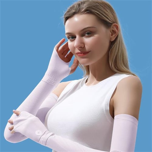 1 Pair Cooling Arm Sleeves With Thumb Hole Outdoor Ice Silk Uv Sun  Protective Arm Sleeves - buy 1 Pair Cooling Arm Sleeves With Thumb Hole  Outdoor Ice Silk Uv Sun Protective