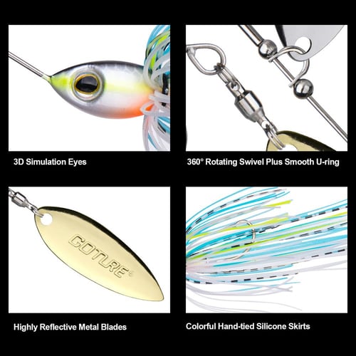 New Spinner Bait 14g Fishing Lure 3D Eyes Tandem Willow Colorado