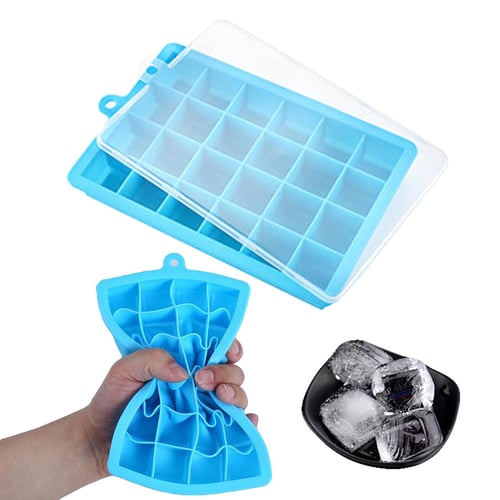 3pcs Silicone Ice Cube Mold Box with Lid Single Ice Tray Square